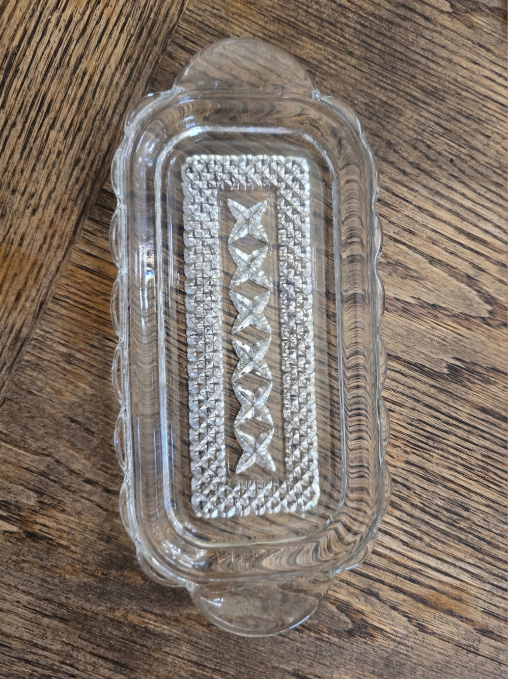 Vintage Anchor Hocking "Wexford" Pattern Clear Pressed Glass Butter Dish